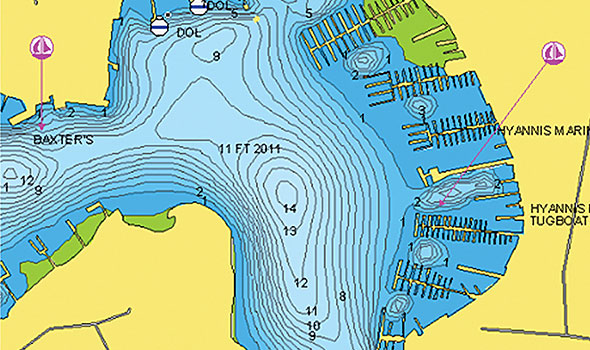 SonarCharts™ - слой с подробной батиметрической картой.